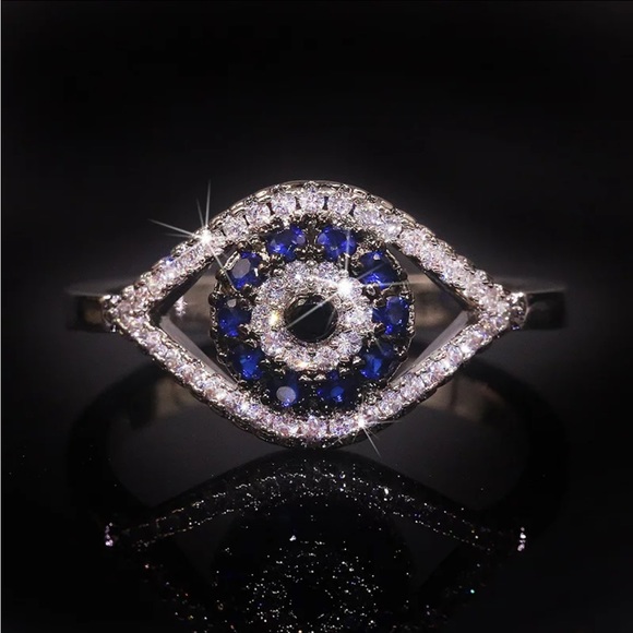 Jewelry - 925 STERLING SILVER BLUE EVIL EYE RING SIZE 7
